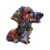 Dog Statue Artwork Collection Lovely Resin Figurine for Bedroom Home Cabinet Colorful