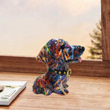 Dog Statue Artwork Collection Lovely Resin Figurine for Bedroom Home Cabinet Colorful