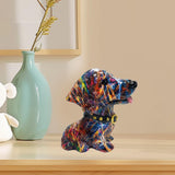 Dog Statue Artwork Collection Lovely Resin Figurine for Bedroom Home Cabinet Colorful