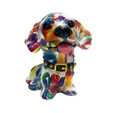 Dog Statue Artwork Collection Lovely Resin Figurine for Bedroom Home Cabinet Graffiti