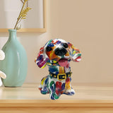 Dog Statue Artwork Collection Lovely Resin Figurine for Bedroom Home Cabinet Graffiti