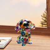 Dog Statue Artwork Collection Lovely Resin Figurine for Bedroom Home Cabinet Graffiti