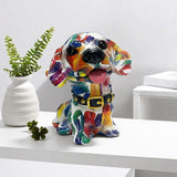 Dog Statue Artwork Collection Lovely Resin Figurine for Bedroom Home Cabinet Graffiti