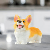 Dog Statue Mini Resin Animal Figures for Centerpiece Office Living Room Corgi