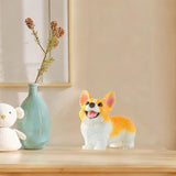 Dog Statue Mini Resin Animal Figures for Centerpiece Office Living Room Corgi