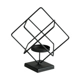 Candlestick Stand Ornament Metal Candlestand for Centerpiece Decorating Home Square  black