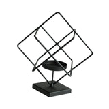 Candlestick Stand Ornament Metal Candlestand for Centerpiece Decorating Home Square  black