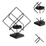 Candlestick Stand Ornament Metal Candlestand for Centerpiece Decorating Home Square  black