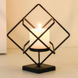 Candlestick Stand Ornament Metal Candlestand for Centerpiece Decorating Home Square  black