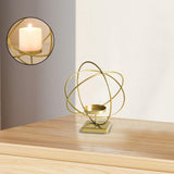 Candlestick Stand Ornament Metal Candlestand for Centerpiece Decorating Home Round  gold