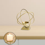 Candlestick Stand Ornament Metal Candlestand for Centerpiece Decorating Home Round  gold