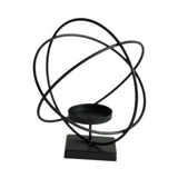 Candlestick Stand Ornament Metal Candlestand for Centerpiece Decorating Home Round black