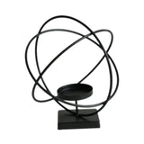 Candlestick Stand Ornament Metal Candlestand for Centerpiece Decorating Home Round black