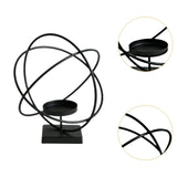 Candlestick Stand Ornament Metal Candlestand for Centerpiece Decorating Home Round black