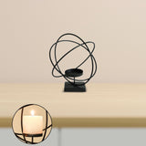 Candlestick Stand Ornament Metal Candlestand for Centerpiece Decorating Home Round black