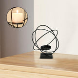 Candlestick Stand Ornament Metal Candlestand for Centerpiece Decorating Home Round black