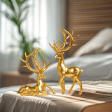 Couple Deer Statues Elegant Decorative Sculptures for Office Kitchen Cabinet