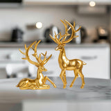 Couple Deer Statues Elegant Decorative Sculptures for Office Kitchen Cabinet