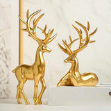 Couple Deer Statues Elegant Decorative Sculptures for Office Kitchen Cabinet