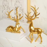 Couple Deer Statues Elegant Decorative Sculptures for Office Kitchen Cabinet