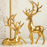 Couple Deer Statues Elegant Decorative Sculptures for Office Kitchen Cabinet