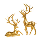 Couple Deer Statues Elegant Decorative Sculptures for Office Kitchen Cabinet