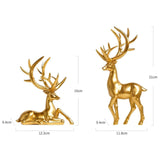 Couple Deer Statues Elegant Decorative Sculptures for Office Kitchen Cabinet