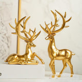 Couple Deer Statues Elegant Decorative Sculptures for Office Kitchen Cabinet