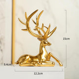 Couple Deer Statues Elegant Decorative Sculptures for Office Kitchen Cabinet