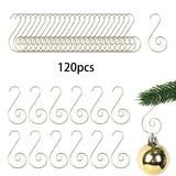 120Pcs Christmas Ornament Hooks Iron for Lanterns Christmas Tree Decorations Gold