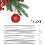 120Pcs Christmas Ornament Hooks Iron for Lanterns Christmas Tree Decorations Silver