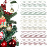 120Pcs Christmas Ornament Hooks Iron for Lanterns Christmas Tree Decorations Gold Green Red