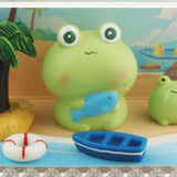 Resin Statues Animal Sculptures Indoor Bedroom Desk Miniature Frog Figurines with Boat