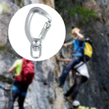 Carabiner Clip Snap Hook with Swivel Ring for Traveling Sturdy Quick Release Silvery