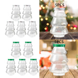 5 Pieces Christmas Tree Candy Jar Cookie Jar for Xmas Festival Party Kitchen Green Lid