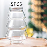 5 Pieces Christmas Tree Candy Jar Cookie Jar for Xmas Festival Party Kitchen Silver Lid