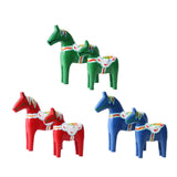 2Pcs Dalecarlian Wooden Horse Decorating Novelty Swedish Dala Horse Statues green