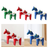 2Pcs Dalecarlian Wooden Horse Decorating Novelty Swedish Dala Horse Statues green