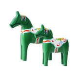 2Pcs Dalecarlian Wooden Horse Decorating Novelty Swedish Dala Horse Statues green