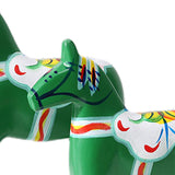 2Pcs Dalecarlian Wooden Horse Decorating Novelty Swedish Dala Horse Statues green