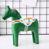 2Pcs Dalecarlian Wooden Horse Decorating Novelty Swedish Dala Horse Statues green