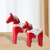 2Pcs Dalecarlian Wooden Horse Decorating Novelty Swedish Dala Horse Statues red