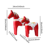 2Pcs Dalecarlian Wooden Horse Decorating Novelty Swedish Dala Horse Statues red