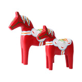 2Pcs Dalecarlian Wooden Horse Decorating Novelty Swedish Dala Horse Statues red