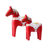 2Pcs Dalecarlian Wooden Horse Decorating Novelty Swedish Dala Horse Statues red