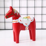 2Pcs Dalecarlian Wooden Horse Decorating Novelty Swedish Dala Horse Statues red