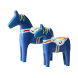 2Pcs Dalecarlian Wooden Horse Decorating Novelty Swedish Dala Horse Statues blue