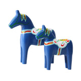 2Pcs Dalecarlian Wooden Horse Decorating Novelty Swedish Dala Horse Statues blue