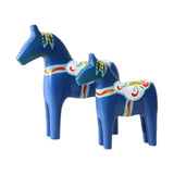 2Pcs Dalecarlian Wooden Horse Decorating Novelty Swedish Dala Horse Statues blue