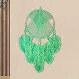 Macrame Wall Hanging Leaves Tassel Window Charm Bohemian Tapestry Wall Decor Green